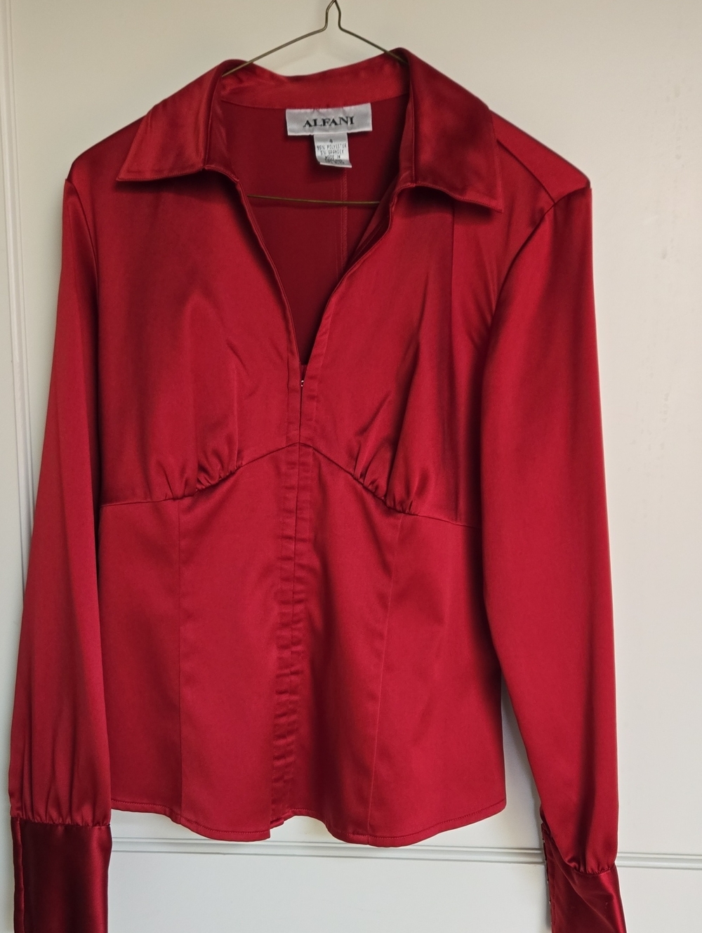 Alfani Womens Red Satin Blouse